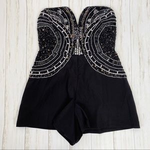 ASOS Black Beaded Strapless Romper
